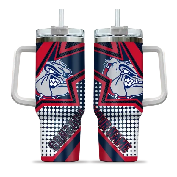 customized gonzaga bulldogs arrow burst blue curved tumbler best selling.webp