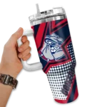 customized gonzaga bulldogs arrow burst blue curved tumbler best selling.webp