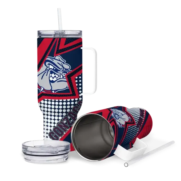 customized gonzaga bulldogs arrow burst blue curved tumbler high quality.webp