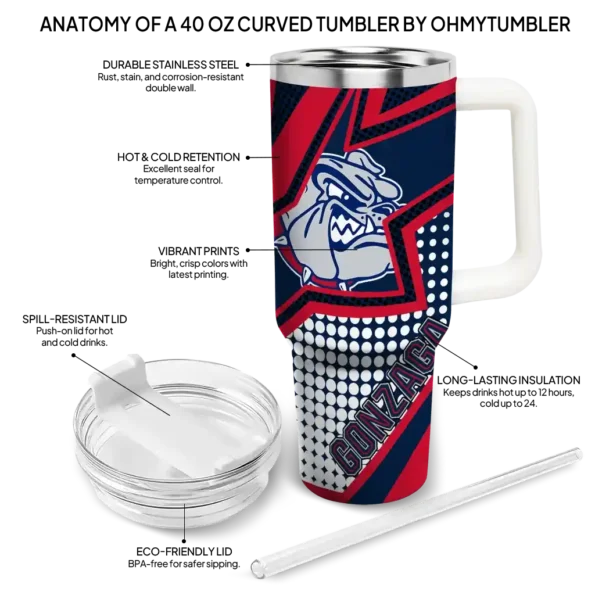 customized gonzaga bulldogs arrow burst blue curved tumbler new arrival.webp