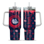 customized gonzaga bulldogs bullseye drips blue curved tumbler best selling.webp