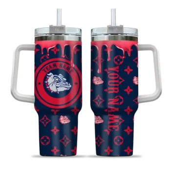 customized gonzaga bulldogs bullseye drips blue curved tumbler best selling.webp
