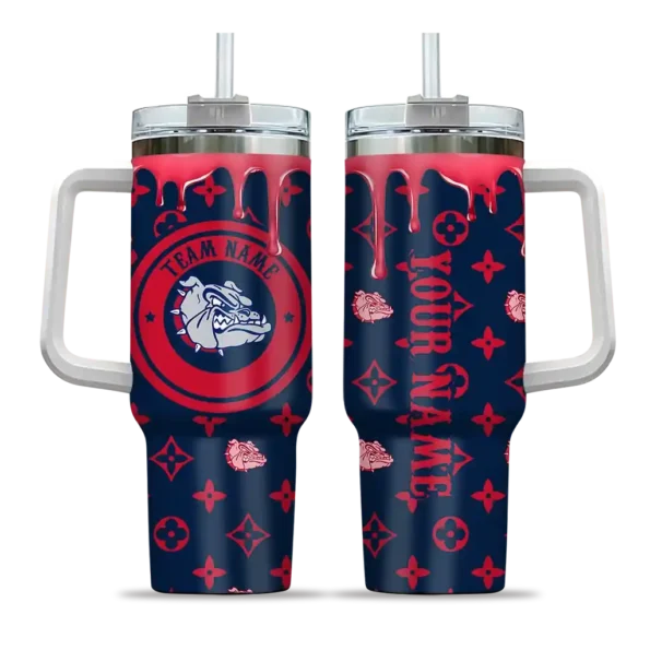 customized gonzaga bulldogs bullseye drips blue curved tumbler best selling.webp