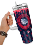 customized gonzaga bulldogs bullseye drips blue curved tumbler best selling.webp