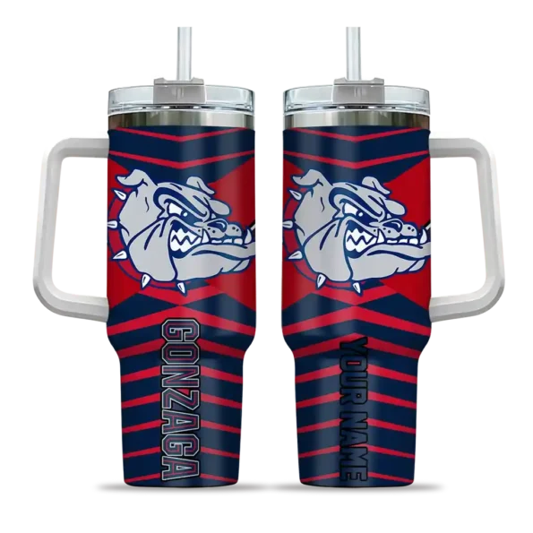 customized gonzaga bulldogs chevron layers blue curved tumbler best selling.webp