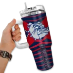 customized gonzaga bulldogs chevron layers blue curved tumbler best selling.webp