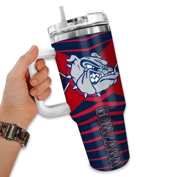 customized gonzaga bulldogs chevron layers blue curved tumbler fashion forward.webp