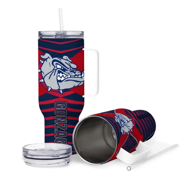 customized gonzaga bulldogs chevron layers blue curved tumbler high quality.webp