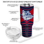 customized gonzaga bulldogs chevron layers blue curved tumbler best selling.webp