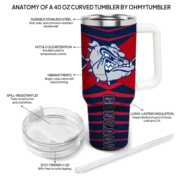 customized gonzaga bulldogs chevron layers blue curved tumbler new arrival.webp