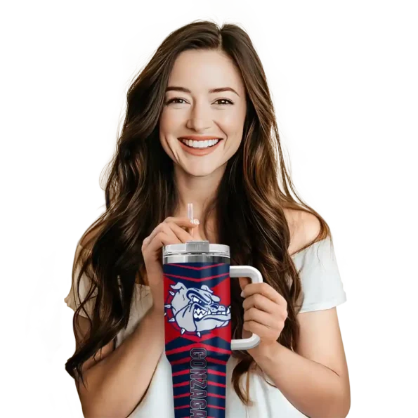 customized gonzaga bulldogs chevron layers blue curved tumbler premium grade.webp