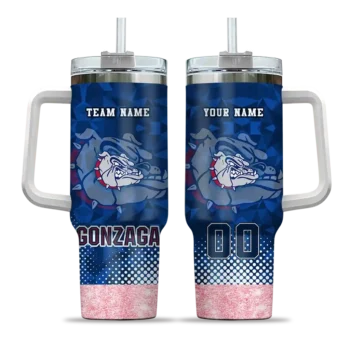 customized gonzaga bulldogs geometric prism blue curved tumbler best selling.webp