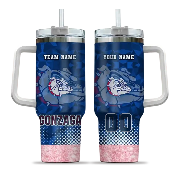 customized gonzaga bulldogs geometric prism blue curved tumbler best selling.webp