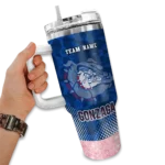 customized gonzaga bulldogs geometric prism blue curved tumbler best selling.webp