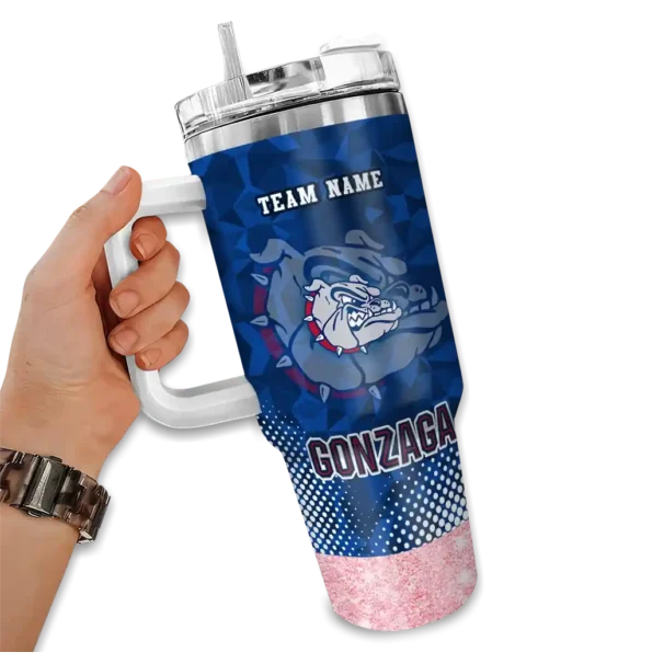 customized gonzaga bulldogs geometric prism blue curved tumbler fashion forward.webp