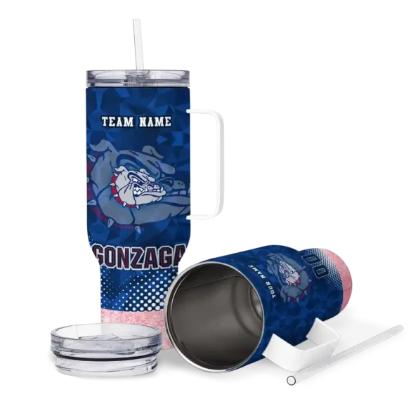 customized gonzaga bulldogs geometric prism blue curved tumbler high quality.webp