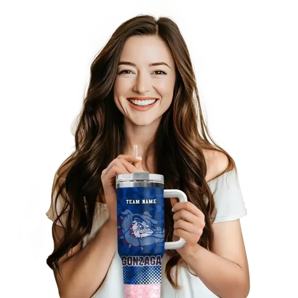 customized gonzaga bulldogs geometric prism blue curved tumbler premium grade.webp