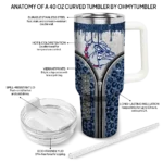 customized gonzaga bulldogs leopard zipper blue curved tumbler best selling.webp