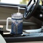 customized gonzaga bulldogs leopard zipper blue curved tumbler best selling.webp
