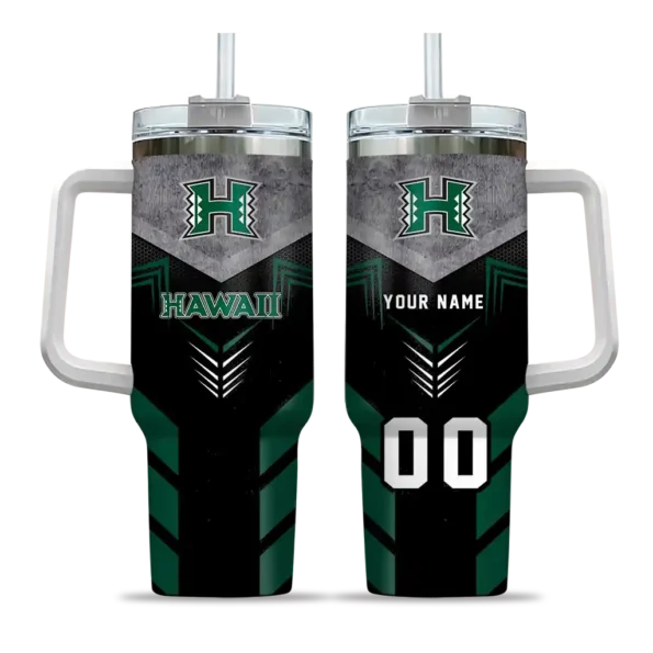 customized hawaii rainbow warriors arrow armor green black curved tumbler best selling.webp
