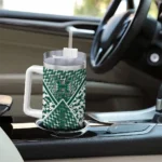 customized hawaii rainbow warriors chevron angle green curved tumbler best selling.webp