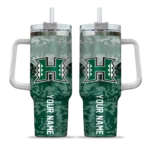 customized hawaii rainbow warriors chevron stripe green curved tumbler best selling.webp