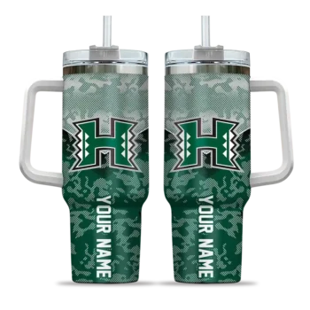 customized hawaii rainbow warriors chevron stripe green curved tumbler best selling.webp