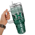 customized hawaii rainbow warriors chevron stripe green curved tumbler best selling.webp