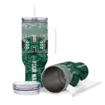 customized hawaii rainbow warriors chevron stripe green curved tumbler best selling.webp