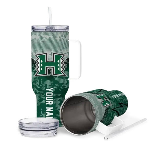 customized hawaii rainbow warriors chevron stripe green curved tumbler high quality.webp