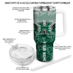 customized hawaii rainbow warriors chevron stripe green curved tumbler best selling.webp