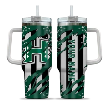 customized hawaii rainbow warriors claw cut green black curved tumbler best selling.webp