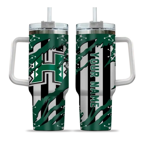 customized hawaii rainbow warriors claw cut green black curved tumbler best selling.webp
