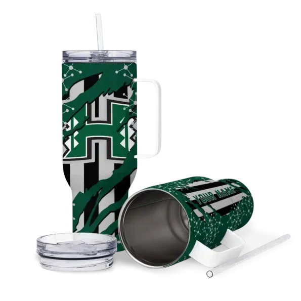 customized hawaii rainbow warriors claw cut green black curved tumbler high quality.webp