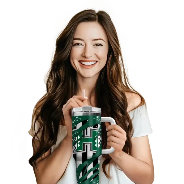 customized hawaii rainbow warriors claw cut green black curved tumbler premium grade.webp
