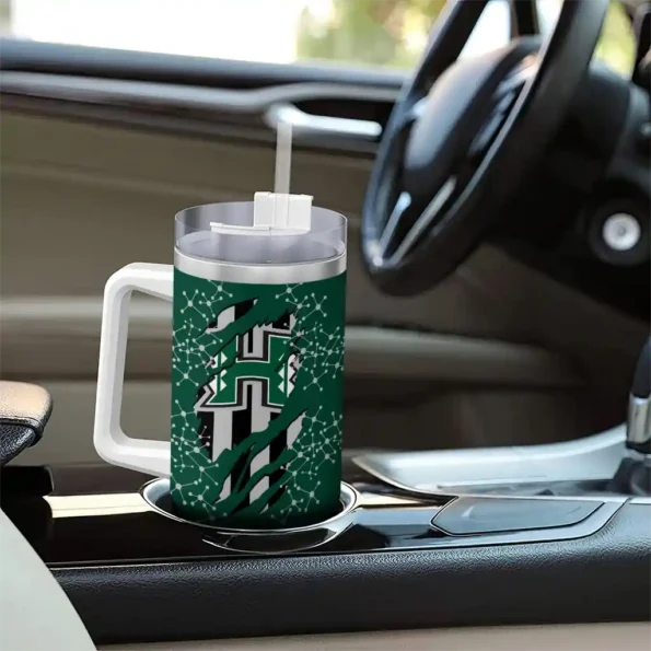 customized hawaii rainbow warriors claw cut green black curved tumbler trendy.webp