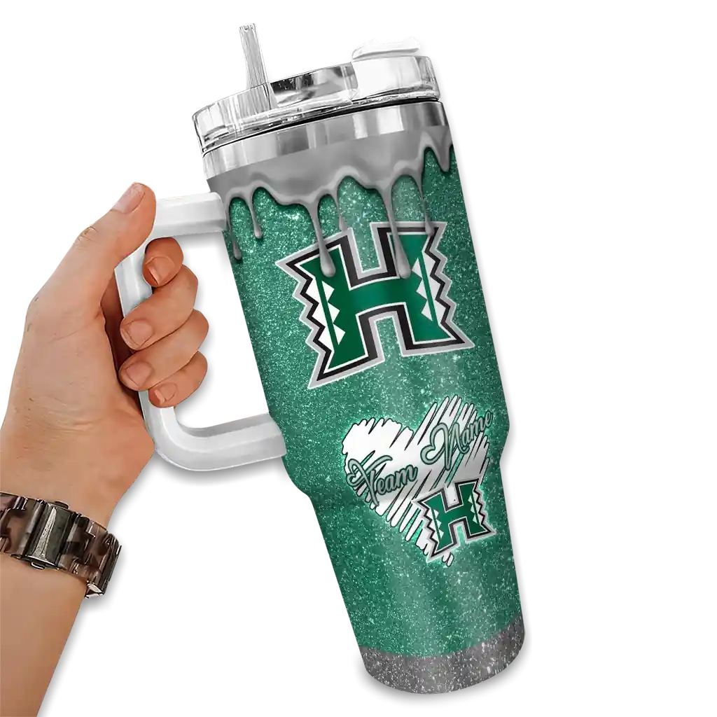 customized hawaii rainbow warriors heart helmet motif green curved tumbler fashion forward.webp customized hawaii rainbow warriors heart helmet motif green curved tumbler fashion forward.webp