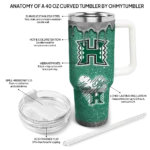 customized hawaii rainbow warriors heart helmet motif green curved tumbler best selling.webp