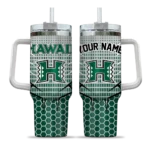customized hawaii rainbow warriors hex texture green curved tumbler best selling.webp