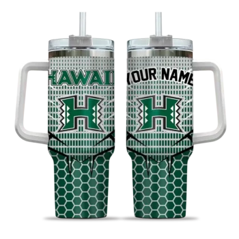 customized hawaii rainbow warriors hex texture green curved tumbler best selling.webp