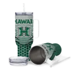 customized hawaii rainbow warriors hex texture green curved tumbler best selling.webp