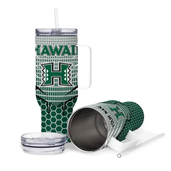 customized hawaii rainbow warriors hex texture green curved tumbler high quality.webp