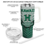 customized hawaii rainbow warriors hex texture green curved tumbler best selling.webp