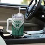 customized hawaii rainbow warriors hex texture green curved tumbler best selling.webp