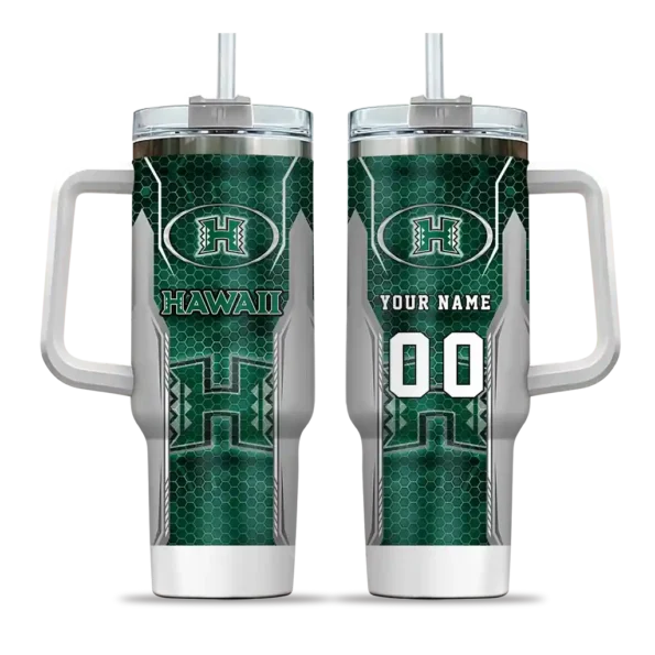 customized hawaii rainbow warriors hexagon armor green curved tumbler best selling.webp
