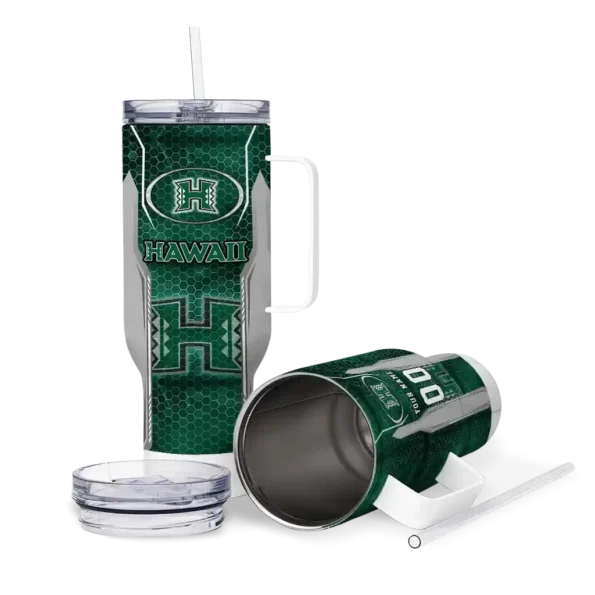 customized hawaii rainbow warriors hexagon armor green curved tumbler high quality.webp