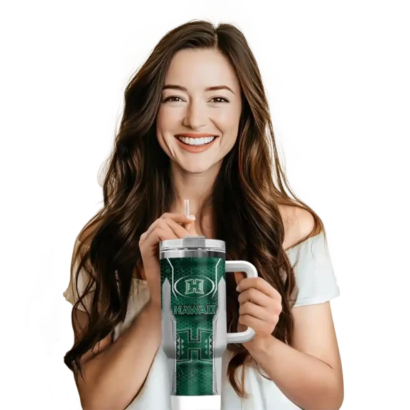 customized hawaii rainbow warriors hexagon armor green curved tumbler premium grade.webp