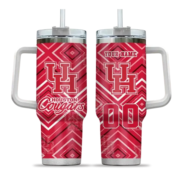 customized houston cougars bold diamonds red curved tumbler best selling.webp