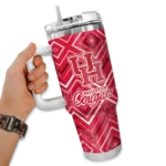 customized houston cougars bold diamonds red curved tumbler best selling.webp