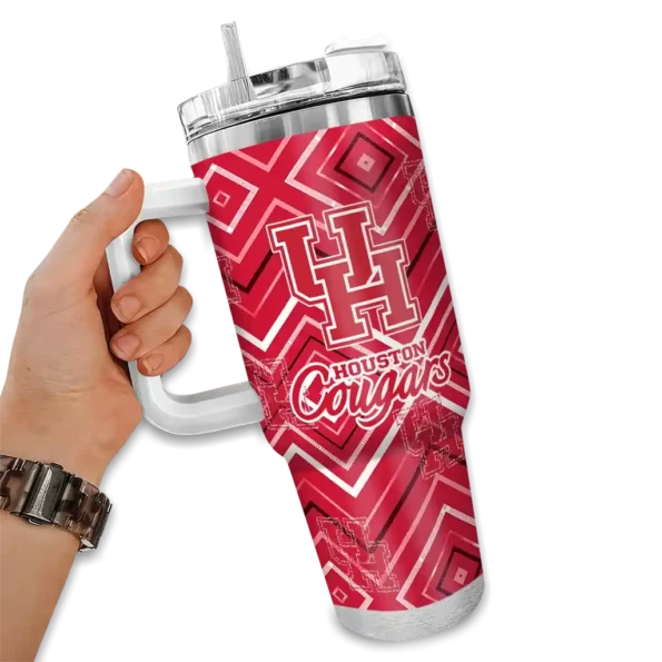 customized houston cougars bold diamonds red curved tumbler fashion forward.webp